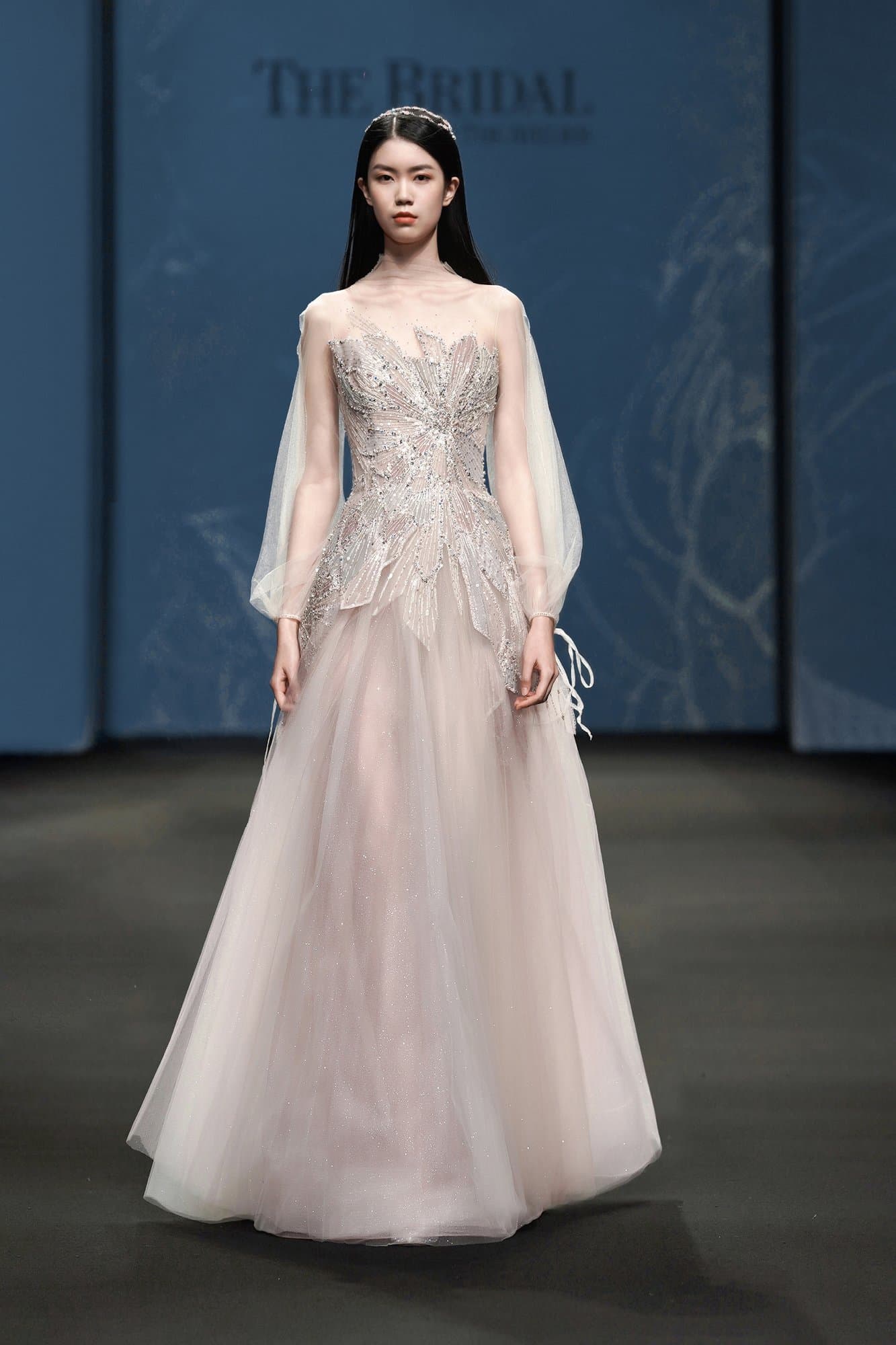 Sequins Lantern Sleeves Long Dress