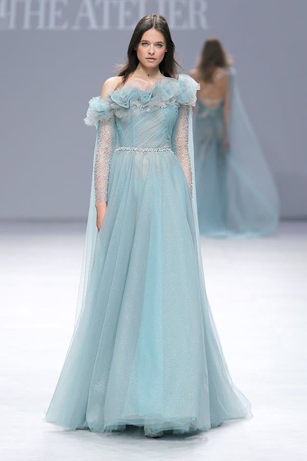 DREAMY ONE SHOULDER EVENING DRESS