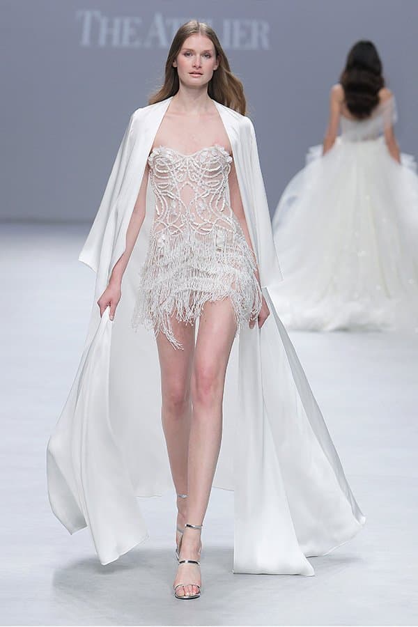 BEADED DRESS WITH CAPE