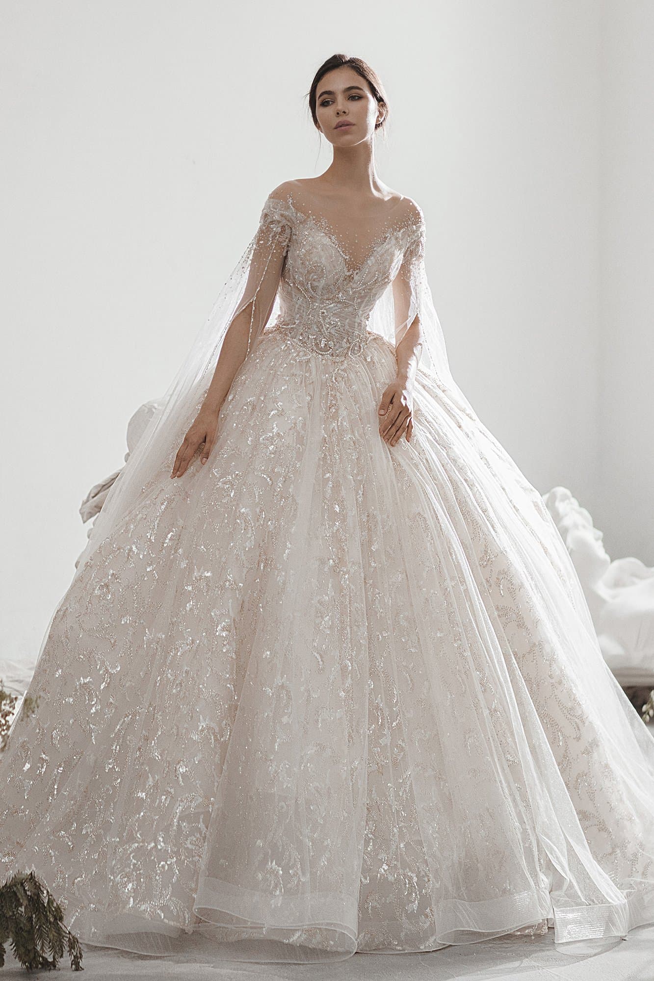 LACE WEDDING DRESS WITH CAPE