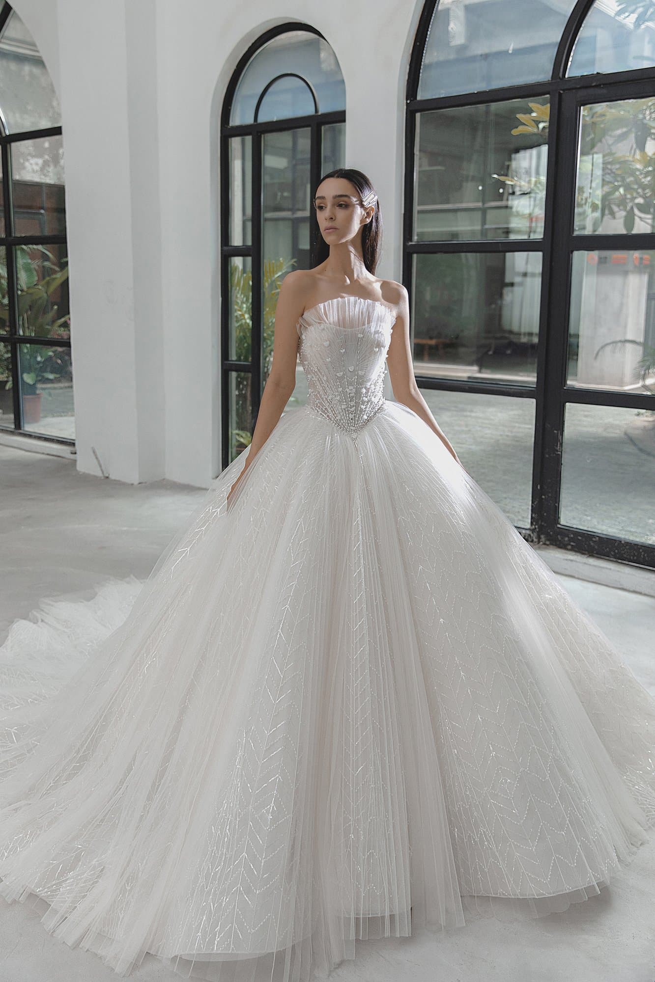 PIN-TUCKS CORSET WEDDING GOWN