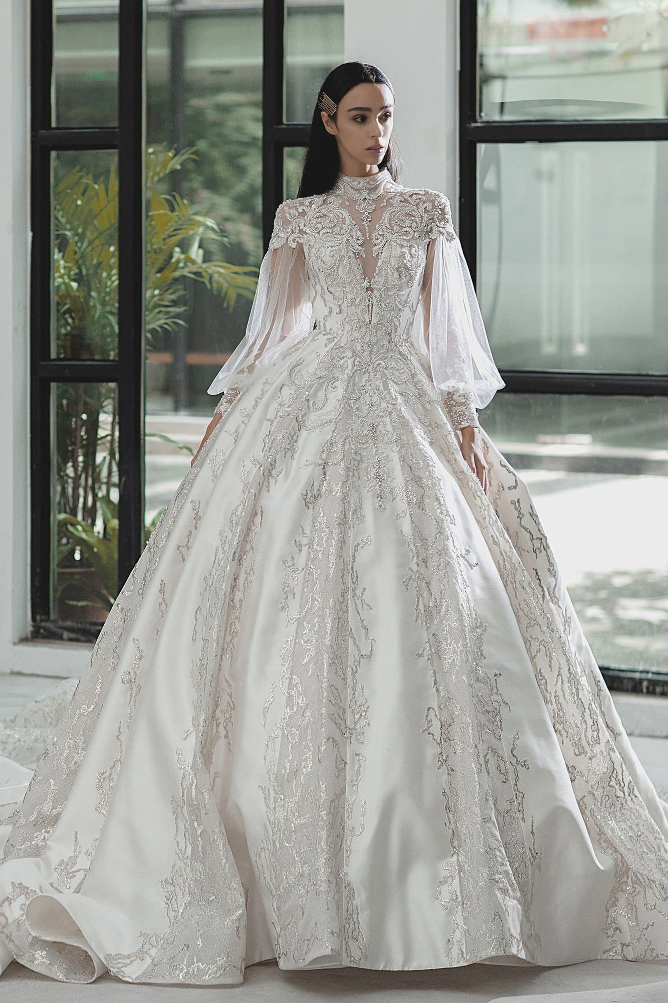 LANTERN SLEEVES ROYAL WEDDING GOWN