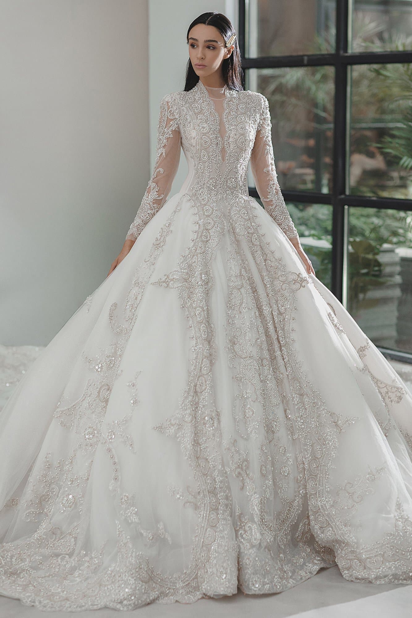 BEADED EMBROIDERED ROYAL WEDDING GOWN