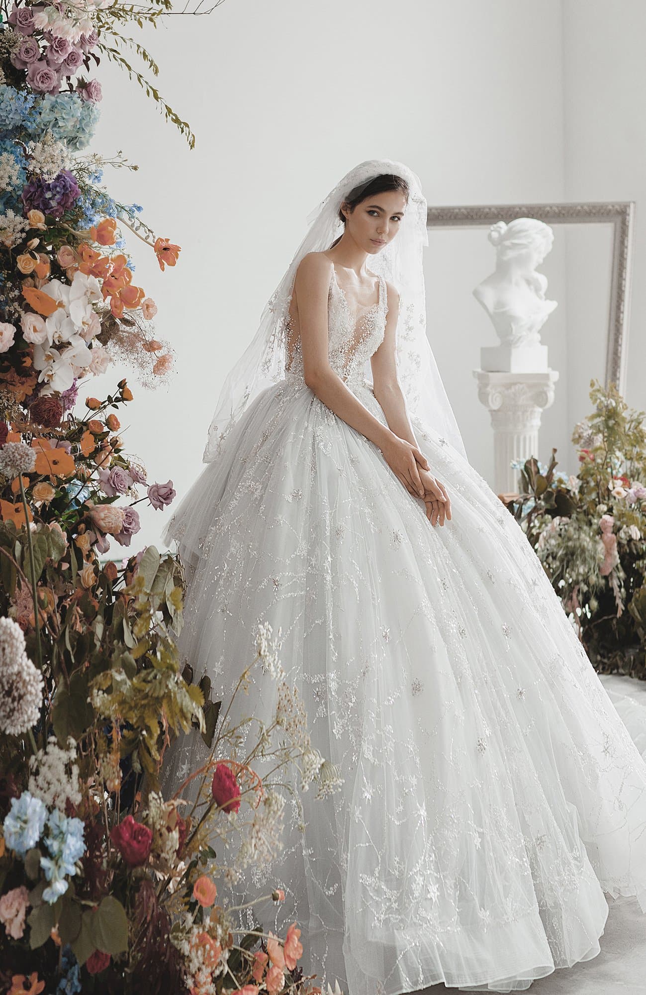 GREY-BLUE WEDDING GOWN