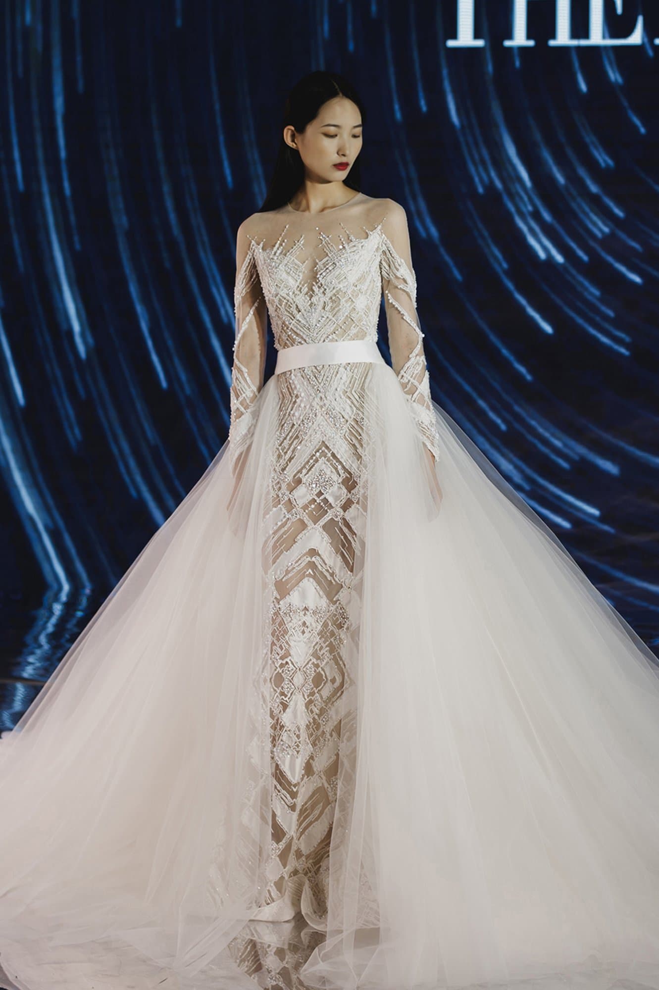 LEACE MERMAID WEDDING DRESS WITH DETACHEABLE TRAIN