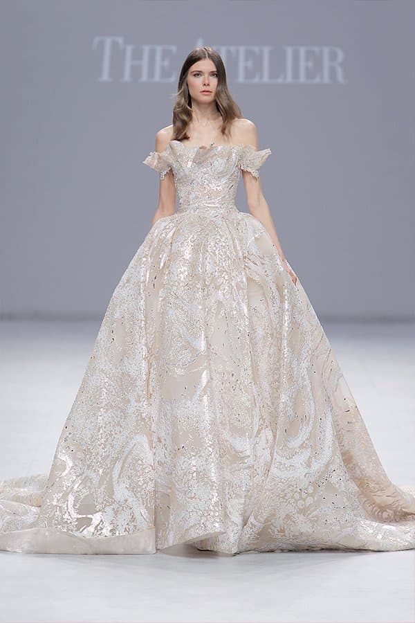 METALLIC LACE WEDDINDG DRESS