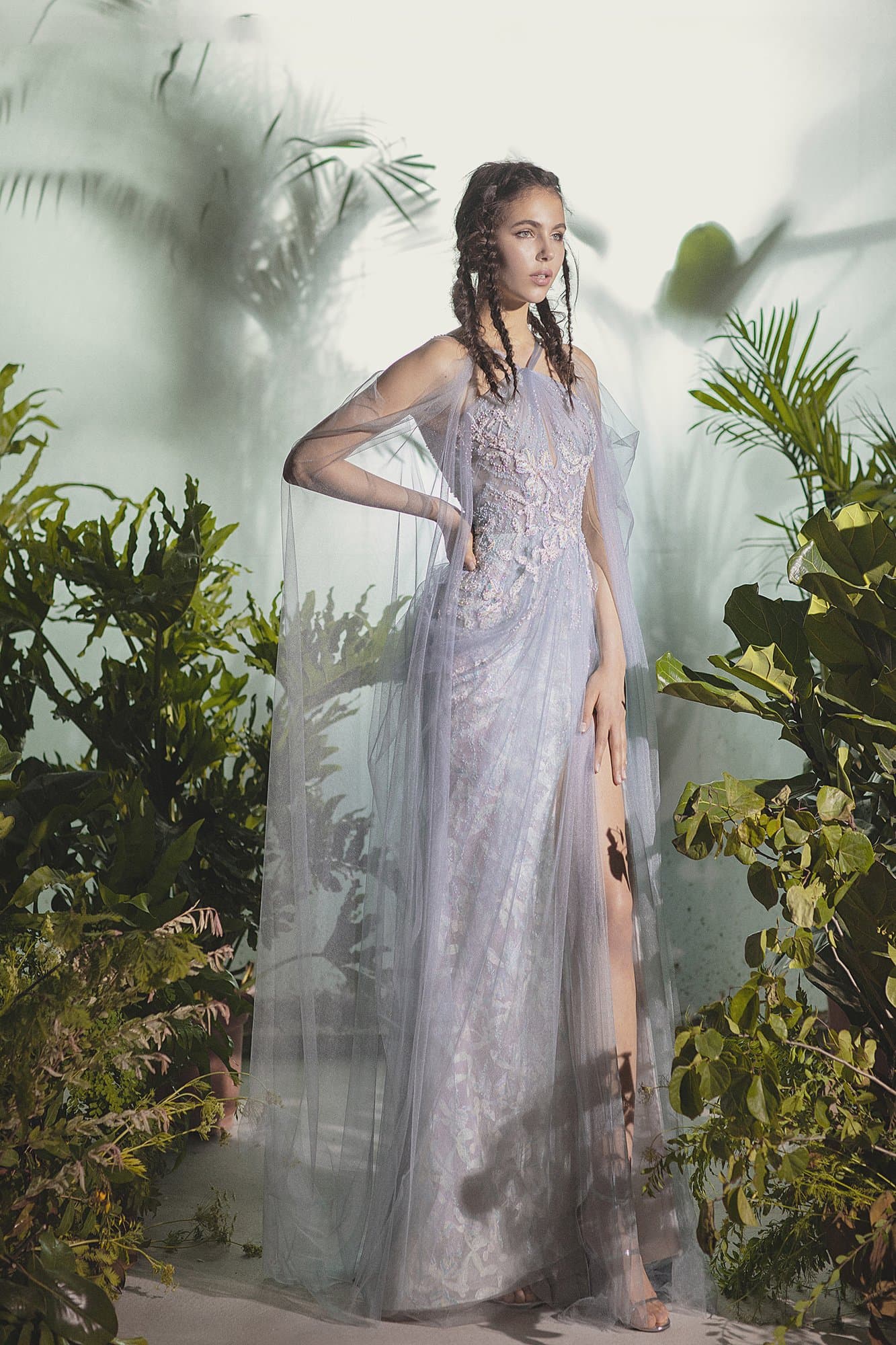 HALTER BEADED EMBROIDERED DRESS